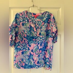 Lilly Pulitzer Pink and Blue Floral Top